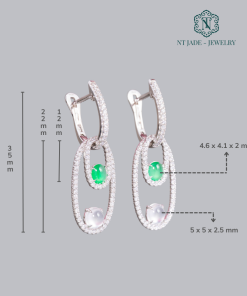 kích thước bông tai phỉ thuý song ngọc